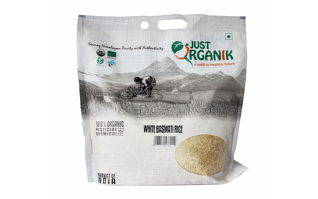 Just Organik White Basmati Rice    Pack  5 kilogram